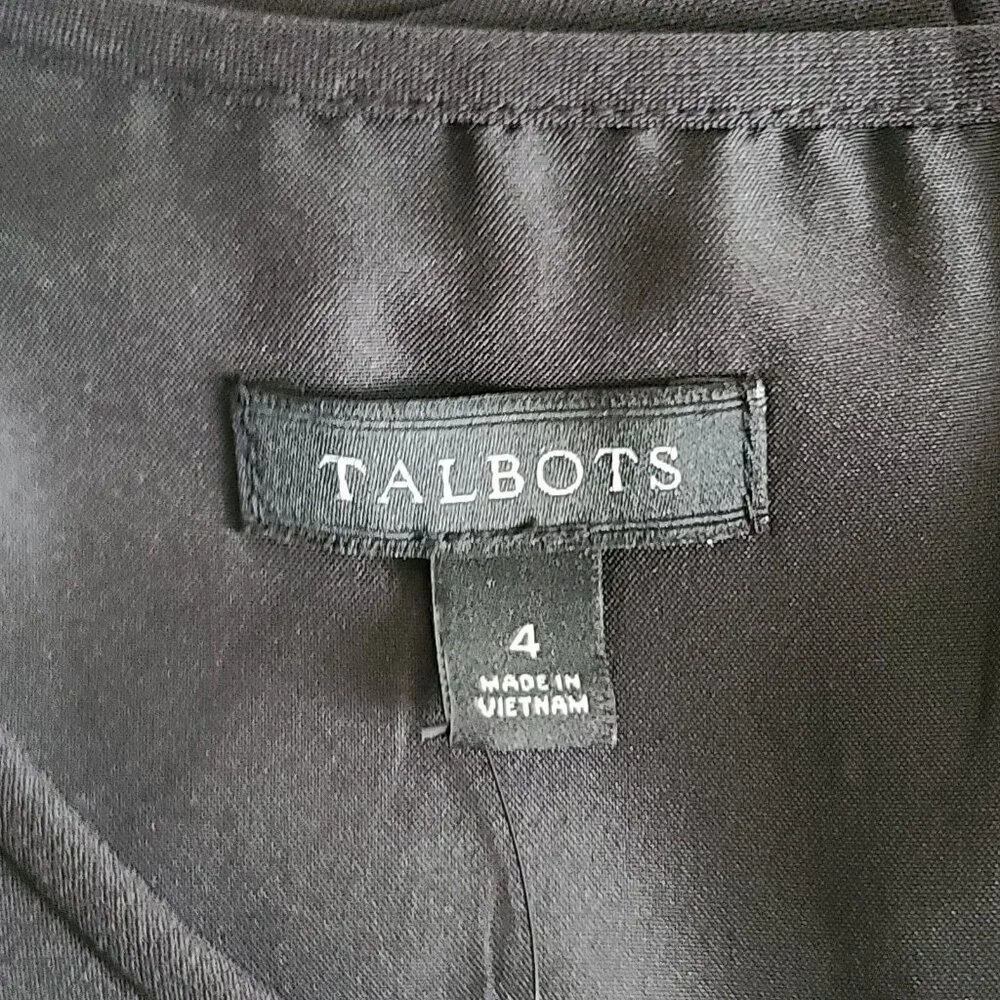 Talbots Fit & Flare LBD Dress 3/4 Sleeve Dress Sz 4 Black Zip Dressy NWT $149 - Picture 2 of 10